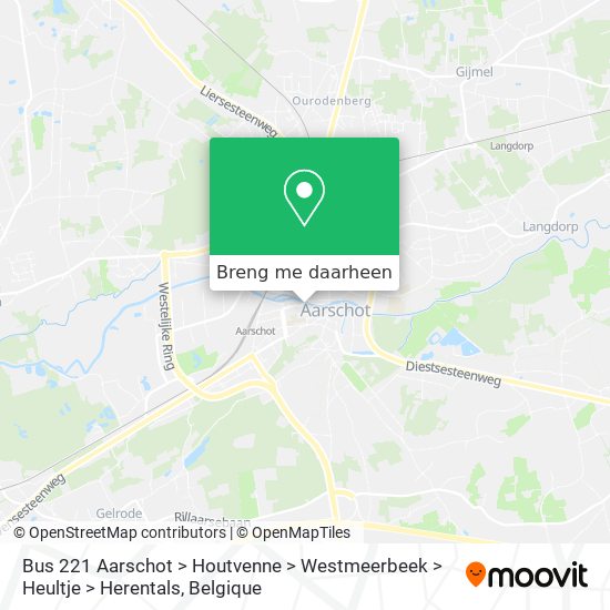 Bus 221 Aarschot > Houtvenne > Westmeerbeek > Heultje > Herentals kaart