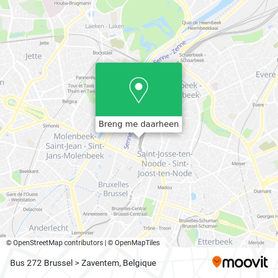 Bus 272 Brussel > Zaventem kaart