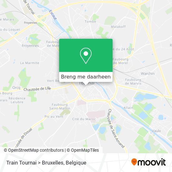 Train Tournai > Bruxelles kaart