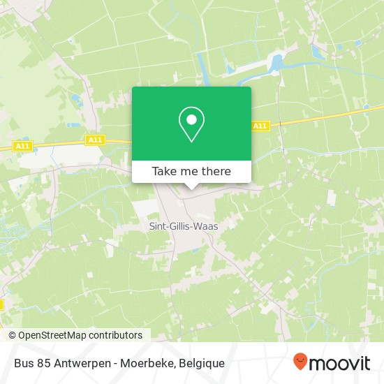 Bus 85 Antwerpen - Moerbeke kaart