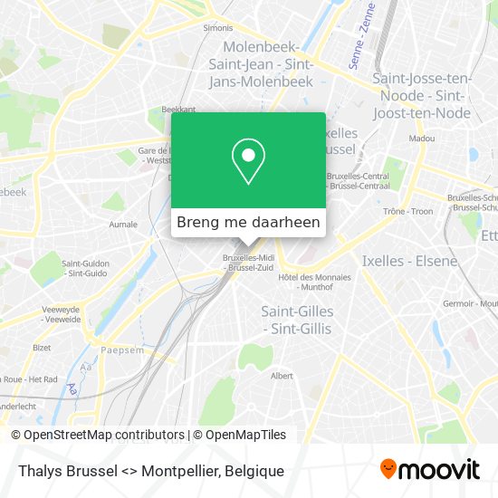 Thalys Brussel <> Montpellier kaart