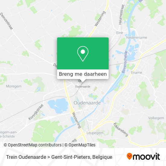 Trein Oudenaarde > Gent-Sint-Pieters kaart
