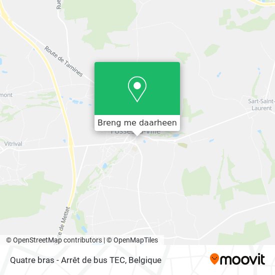 Quatre bras - Arrêt de bus TEC kaart