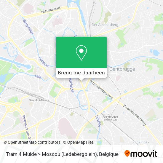 Tram 4 Muide > Moscou (Ledebergplein) kaart