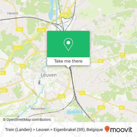 Trein (Landen) > Leuven > Eigenbrakel (S9) kaart