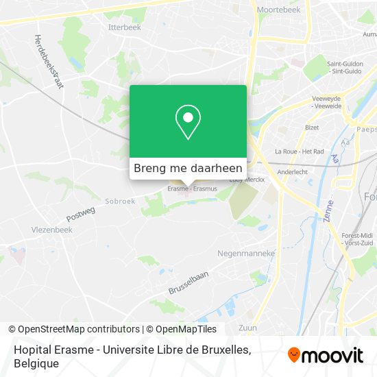 Hopital Erasme - Universite Libre de Bruxelles kaart