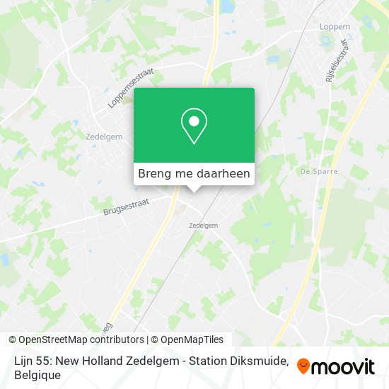 Lijn 55: New Holland Zedelgem - Station Diksmuide kaart