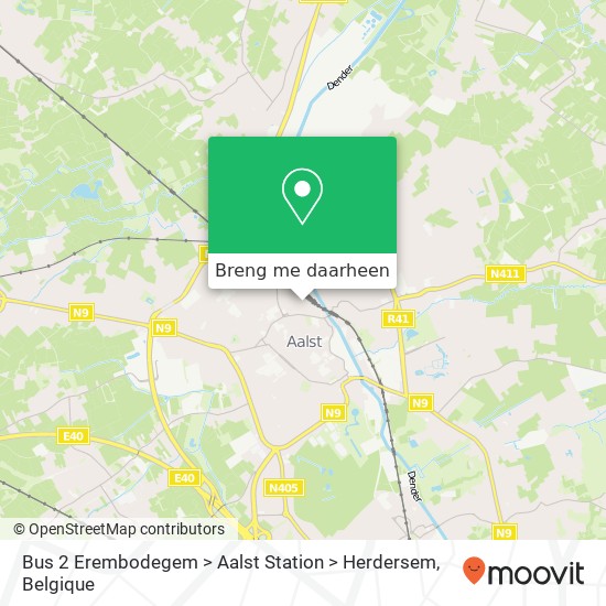 Bus 2 Erembodegem > Aalst Station > Herdersem kaart