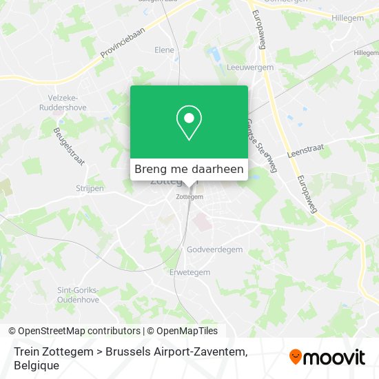 Trein Zottegem > Brussels Airport-Zaventem kaart