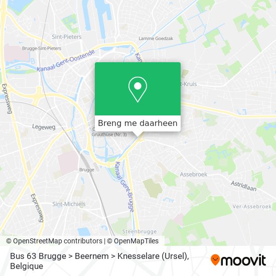 Bus 63 Brugge > Beernem > Knesselare (Ursel) kaart