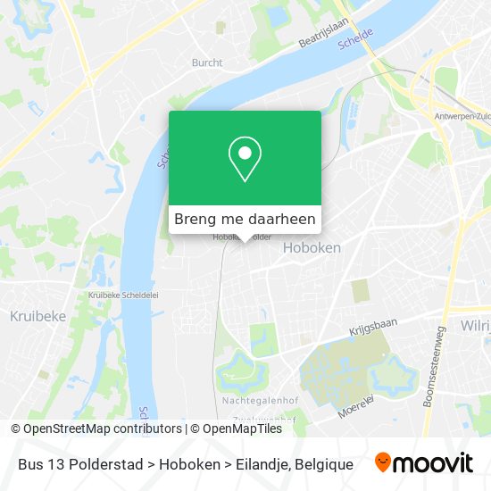 Bus 13 Polderstad > Hoboken > Eilandje kaart