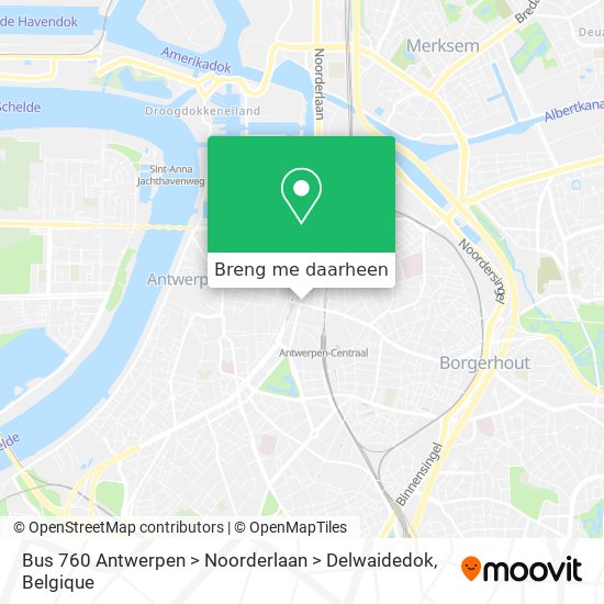 Bus 760 Antwerpen > Noorderlaan > Delwaidedok kaart