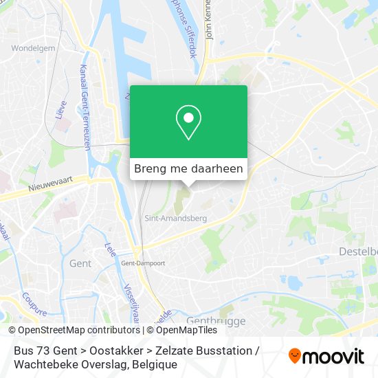 Bus 73 Gent > Oostakker > Zelzate Busstation / Wachtebeke Overslag kaart