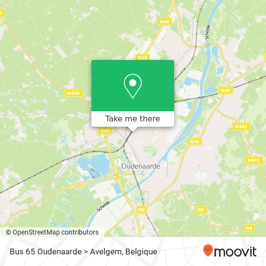 Bus 65 Oudenaarde > Avelgem kaart