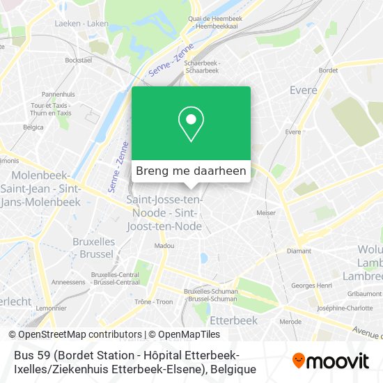 Bus 59 (Bordet Station - Hôpital Etterbeek-Ixelles / Ziekenhuis Etterbeek-Elsene) kaart