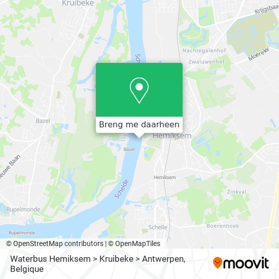 Waterbus Hemiksem > Kruibeke > Antwerpen kaart