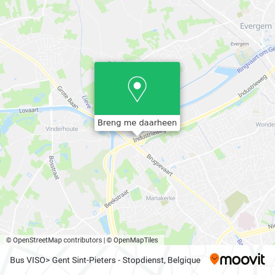 Bus VISO> Gent Sint-Pieters - Stopdienst kaart