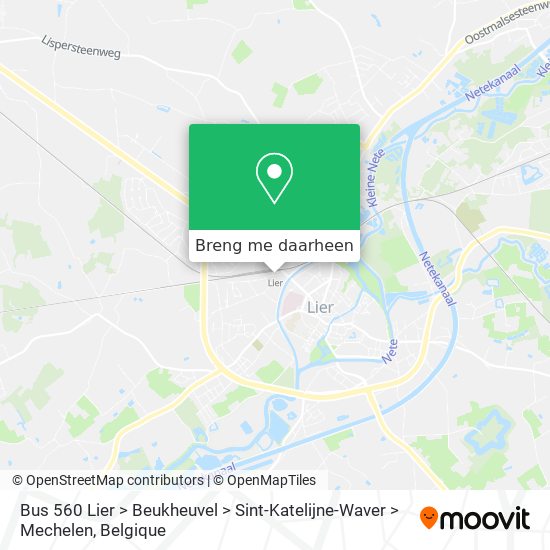 Bus 560 Lier > Beukheuvel > Sint-Katelijne-Waver > Mechelen kaart