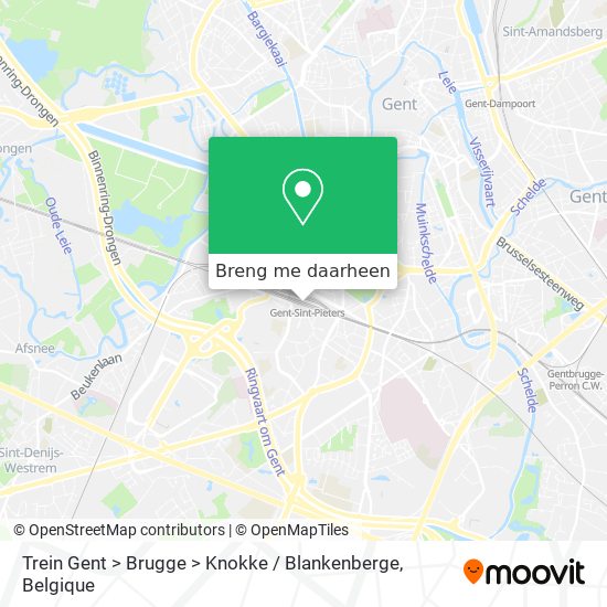 Trein Gent > Brugge > Knokke / Blankenberge kaart
