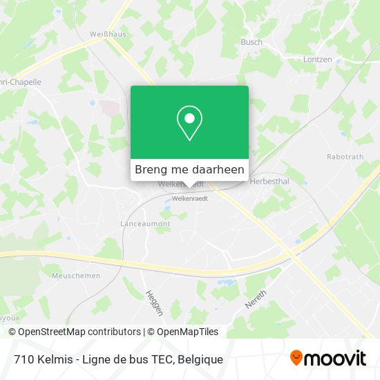 710 Kelmis - Ligne de bus TEC kaart