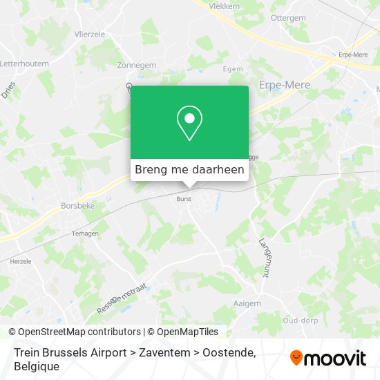 Trein Brussels Airport > Zaventem > Oostende kaart