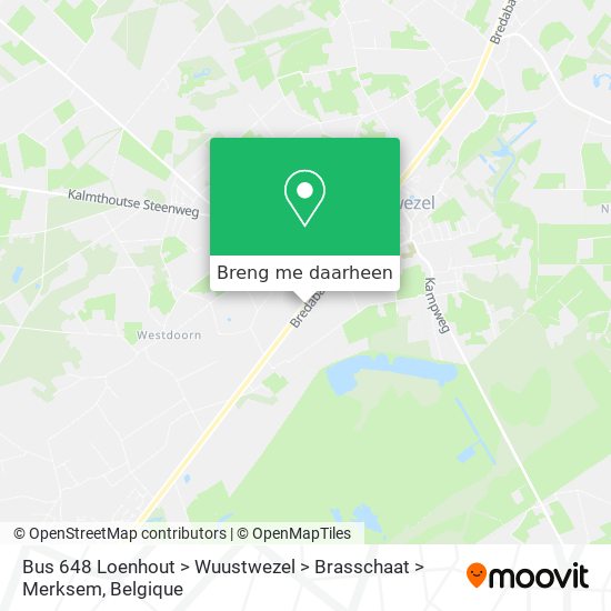 Bus 648 Loenhout > Wuustwezel > Brasschaat > Merksem kaart