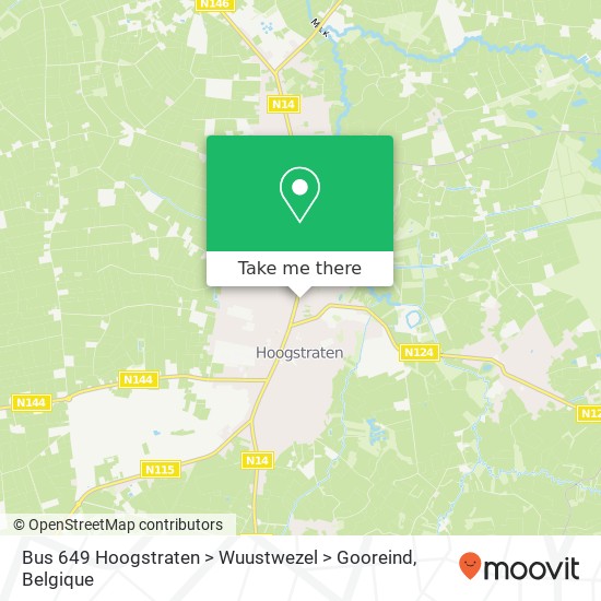 Bus 649 Hoogstraten > Wuustwezel > Gooreind kaart