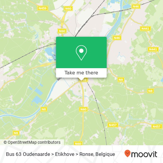 Bus 63 Oudenaarde > Etikhove > Ronse kaart