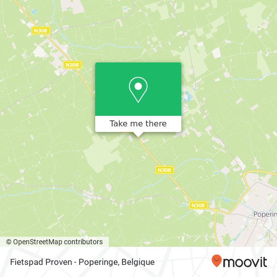 Fietspad Proven - Poperinge kaart