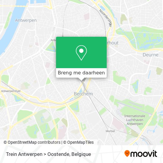 Trein Antwerpen > Oostende kaart