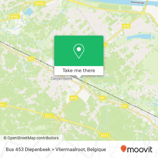 Bus 453 Diepenbeek > Vliermaalroot kaart