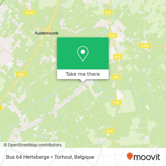 Bus 64 Hertsberge > Torhout kaart