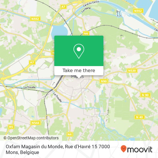 Oxfam Magasin du Monde, Rue d'Havré 15 7000 Mons kaart