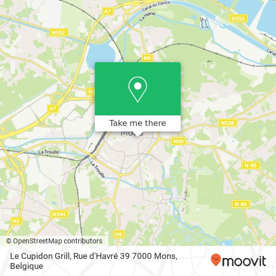 Le Cupidon Grill, Rue d'Havré 39 7000 Mons kaart