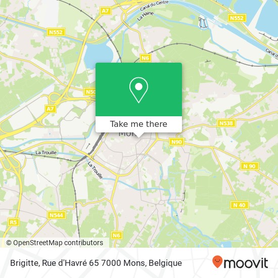 Brigitte, Rue d'Havré 65 7000 Mons kaart
