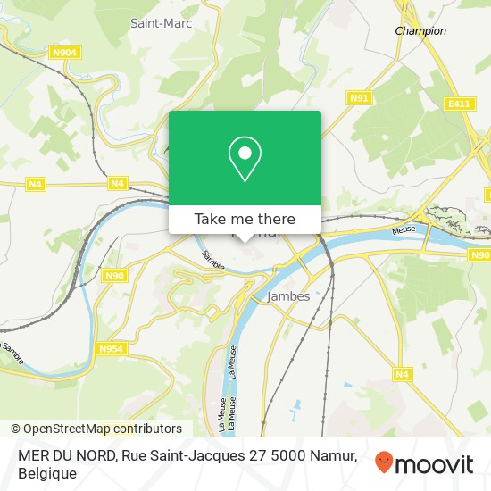 MER DU NORD, Rue Saint-Jacques 27 5000 Namur kaart