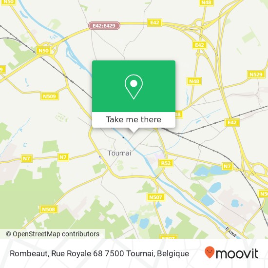 Rombeaut, Rue Royale 68 7500 Tournai kaart