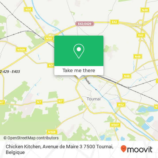 Chicken Kitchen, Avenue de Maire 3 7500 Tournai kaart