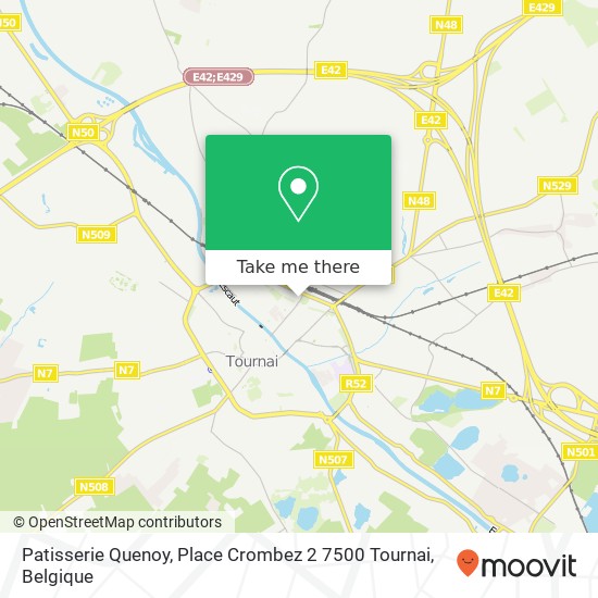 Patisserie Quenoy, Place Crombez 2 7500 Tournai kaart