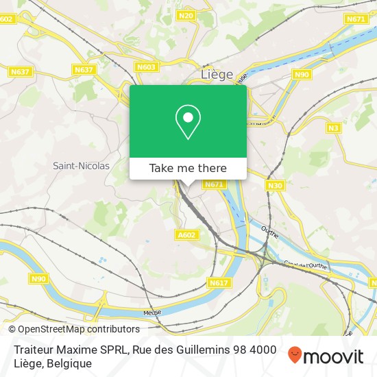 Traiteur Maxime SPRL, Rue des Guillemins 98 4000 Liège kaart