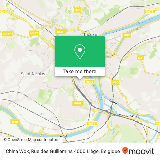 China Wok, Rue des Guillemins 4000 Liège kaart