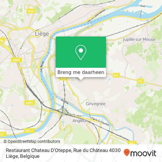 Restaurant Chateau D'Oteppe, Rue du Château 4030 Liège kaart