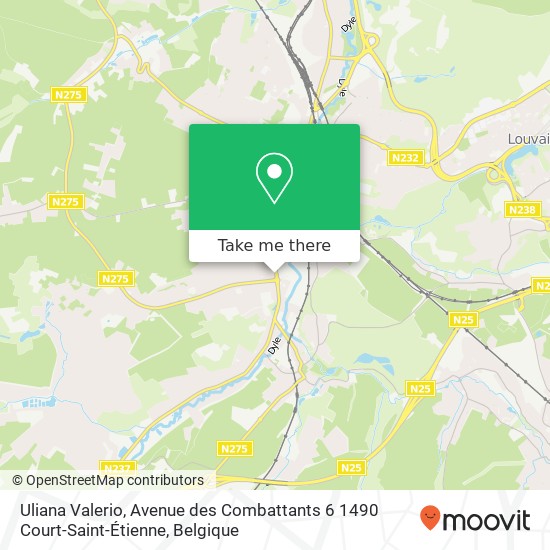 Uliana Valerio, Avenue des Combattants 6 1490 Court-Saint-Étienne kaart