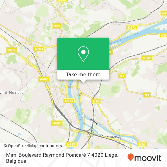 Mim, Boulevard Raymond Poincaré 7 4020 Liège kaart