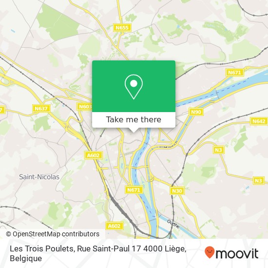 Les Trois Poulets, Rue Saint-Paul 17 4000 Liège kaart