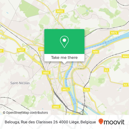 Belouga, Rue des Clarisses 26 4000 Liège kaart