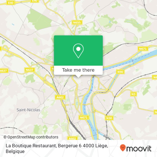 La Boutique Restaurant, Bergerue 6 4000 Liège kaart