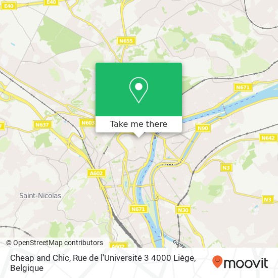 Cheap and Chic, Rue de l'Université 3 4000 Liège kaart