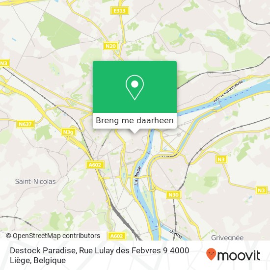 Destock Paradise, Rue Lulay des Febvres 9 4000 Liège kaart