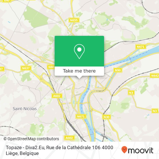 Topaze - Diva2.Eu, Rue de la Cathédrale 106 4000 Liège kaart